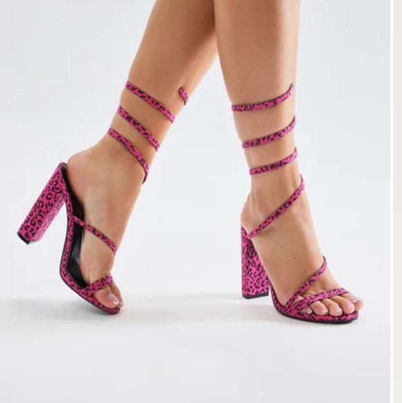 Fashion Nova Feeling Wild Crisscross Strap Heels - Intense Pink 10 - Picture 1 of 8
